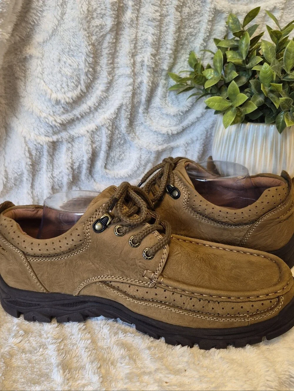 NEW Camel Crown Brown Leather Lace-up Loafers Oxford Casual Khaki Men's Sz 12